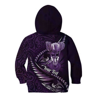 Personalised All Purple New Zealand Darts Kid Hoodie Aoteroa Fern Maori Galaxy Style LT14 - Polynesian Pride