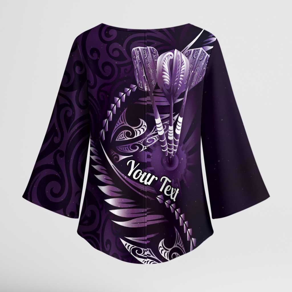 Personalised All Purple New Zealand Darts Kimono Sleeve Blouse Aoteroa Fern Maori Galaxy Style LT14 - Polynesian Pride