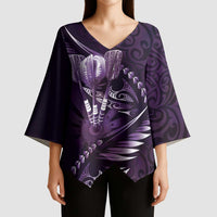 Personalised All Purple New Zealand Darts Kimono Sleeve Blouse Aoteroa Fern Maori Galaxy Style LT14 - Polynesian Pride