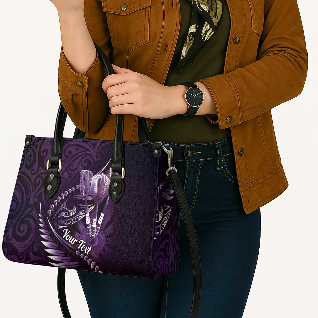 Personalised All Purple New Zealand Darts Leather Bag Aoteroa Fern Maori Galaxy Style - Polynesian Pride