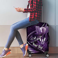 Personalised All Purple New Zealand Darts Luggage Cover Aoteroa Fern Maori Galaxy Style LT14 - Polynesian Pride