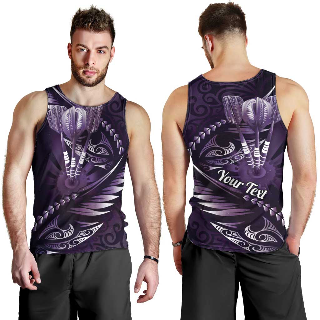 Personalised All Purple New Zealand Darts Men Tank Top Aoteroa Fern Maori Galaxy Style LT14 - Polynesian Pride