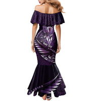 Personalised All Purple New Zealand Darts Mermaid Dress Aoteroa Fern Maori Galaxy Style LT14 - Polynesian Pride