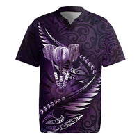 Personalised All Purple New Zealand Darts Rugby Jersey Aoteroa Fern Maori Galaxy Style LT14 Purple - Polynesian Pride