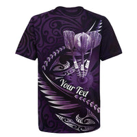 Personalised All Purple New Zealand Darts Rugby Jersey Aoteroa Fern Maori Galaxy Style LT14 - Polynesian Pride