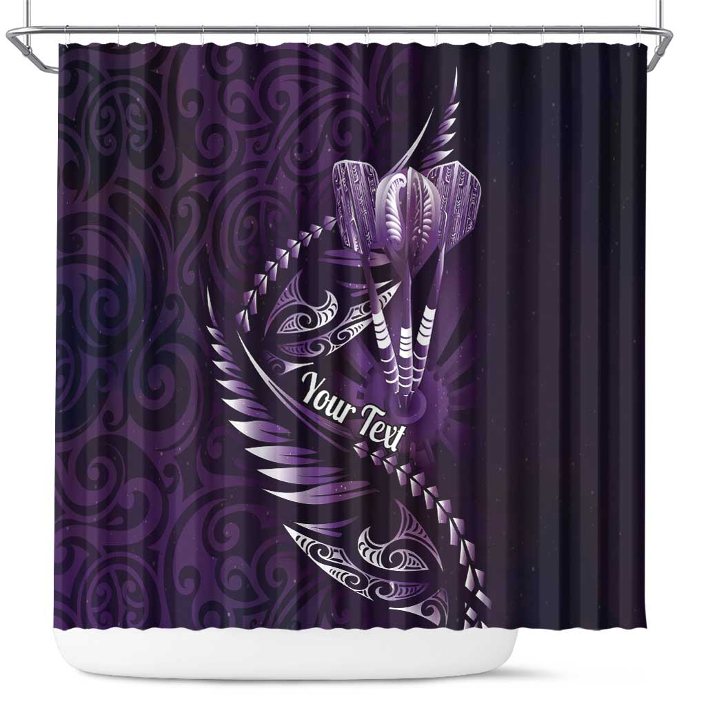 Personalised All Purple New Zealand Darts Shower Curtain Aoteroa Fern Maori Galaxy Style LT14 Purple - Polynesian Pride