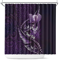 Personalised All Purple New Zealand Darts Shower Curtain Aoteroa Fern Maori Galaxy Style LT14 Purple - Polynesian Pride