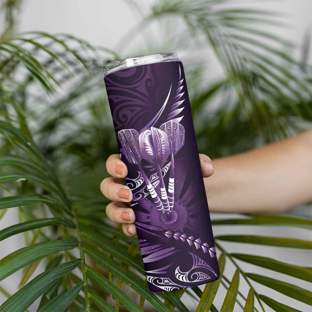 All Purple New Zealand Darts Skinny Tumbler Aoteroa Fern Maori Galaxy Style LT14 - Polynesian Pride