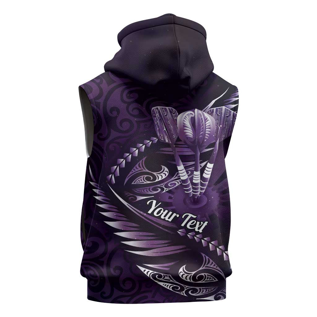 Personalised All Purple New Zealand Darts Sleeveless Hoodie Aoteroa Fern Maori Galaxy Style LT14 - Polynesian Pride