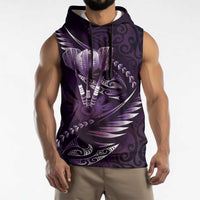 Personalised All Purple New Zealand Darts Sleeveless Hoodie Aoteroa Fern Maori Galaxy Style LT14 - Polynesian Pride