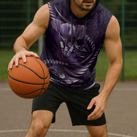 Personalised All Purple New Zealand Darts Sleeveless Hoodie Aoteroa Fern Maori Galaxy Style LT14 - Polynesian Pride