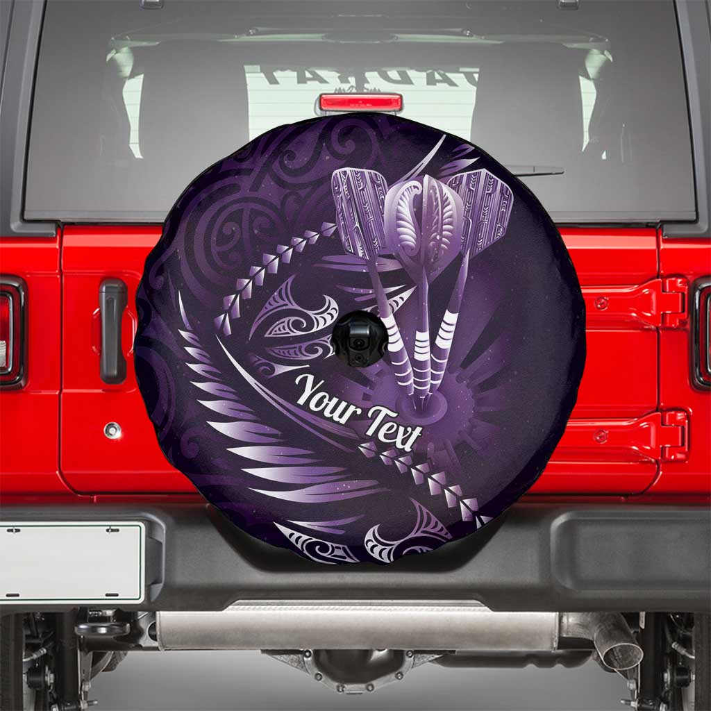 Personalised All Purple New Zealand Darts Spare Tire Cover Aoteroa Fern Maori Galaxy Style LT14 - Polynesian Pride
