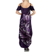 Personalised All Purple New Zealand Darts Summer Maxi Dress Aoteroa Fern Maori Galaxy Style LT14 - Polynesian Pride
