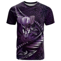 Personalised All Purple New Zealand Darts T Shirt Aoteroa Fern Maori Galaxy Style LT14 Purple - Polynesian Pride