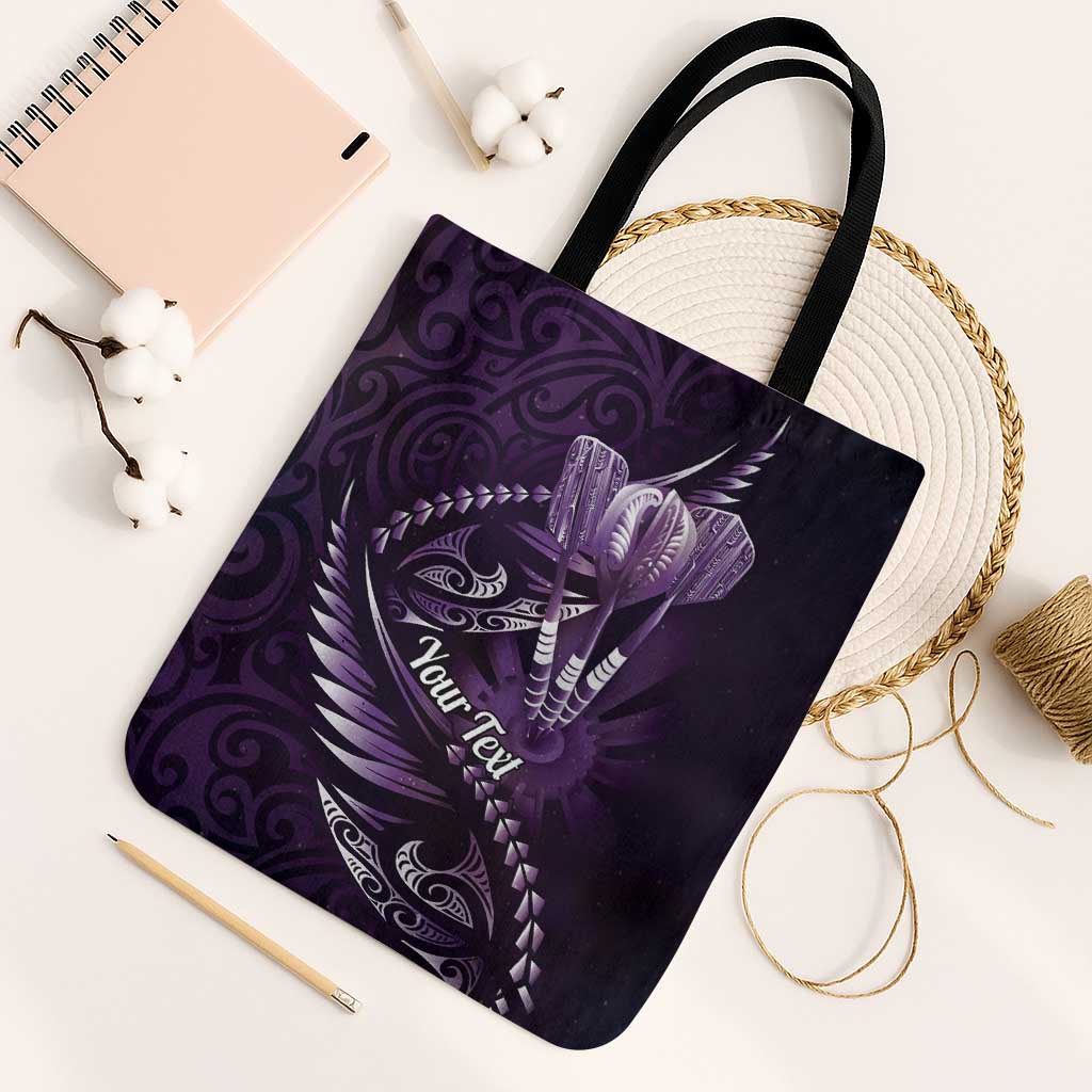 Personalised All Purple New Zealand Darts Tote Bag Aoteroa Fern Maori Galaxy Style LT14 Black Strap One Size Purple - Polynesian Pride