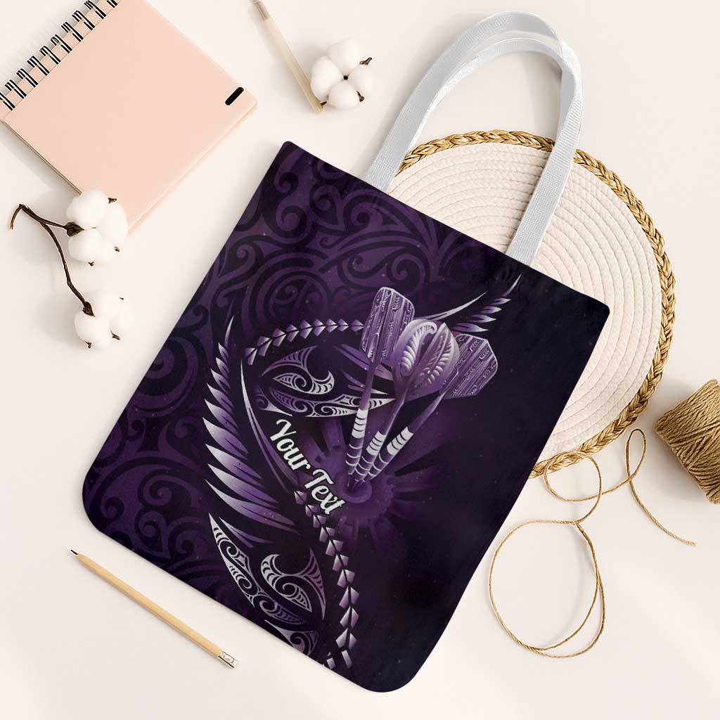 Personalised All Purple New Zealand Darts Tote Bag Aoteroa Fern Maori Galaxy Style LT14 White Strap One Size Purple - Polynesian Pride