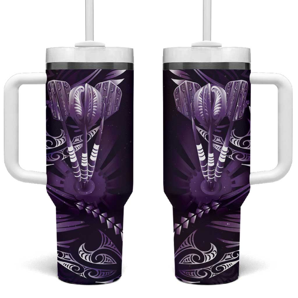 All Purple New Zealand Darts Tumbler With Handle Aoteroa Fern Maori Galaxy Style LT14 One Size: 40 oz Purple - Polynesian Pride