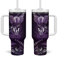 All Purple New Zealand Darts Tumbler With Handle Aoteroa Fern Maori Galaxy Style LT14 One Size: 40 oz Purple - Polynesian Pride