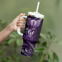All Purple New Zealand Darts Tumbler With Handle Aoteroa Fern Maori Galaxy Style LT14 - Polynesian Pride