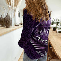 Personalised All Purple New Zealand Darts Women Casual Shirt Aoteroa Fern Maori Galaxy Style LT14 - Polynesian Pride