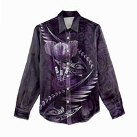 Personalised All Purple New Zealand Darts Women Casual Shirt Aoteroa Fern Maori Galaxy Style LT14 - Polynesian Pride