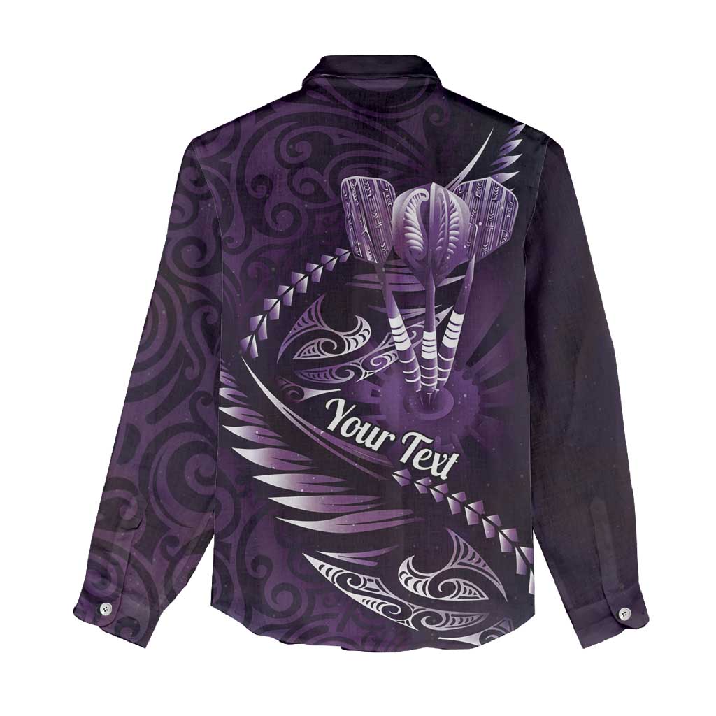 Personalised All Purple New Zealand Darts Women Casual Shirt Aoteroa Fern Maori Galaxy Style LT14 - Polynesian Pride
