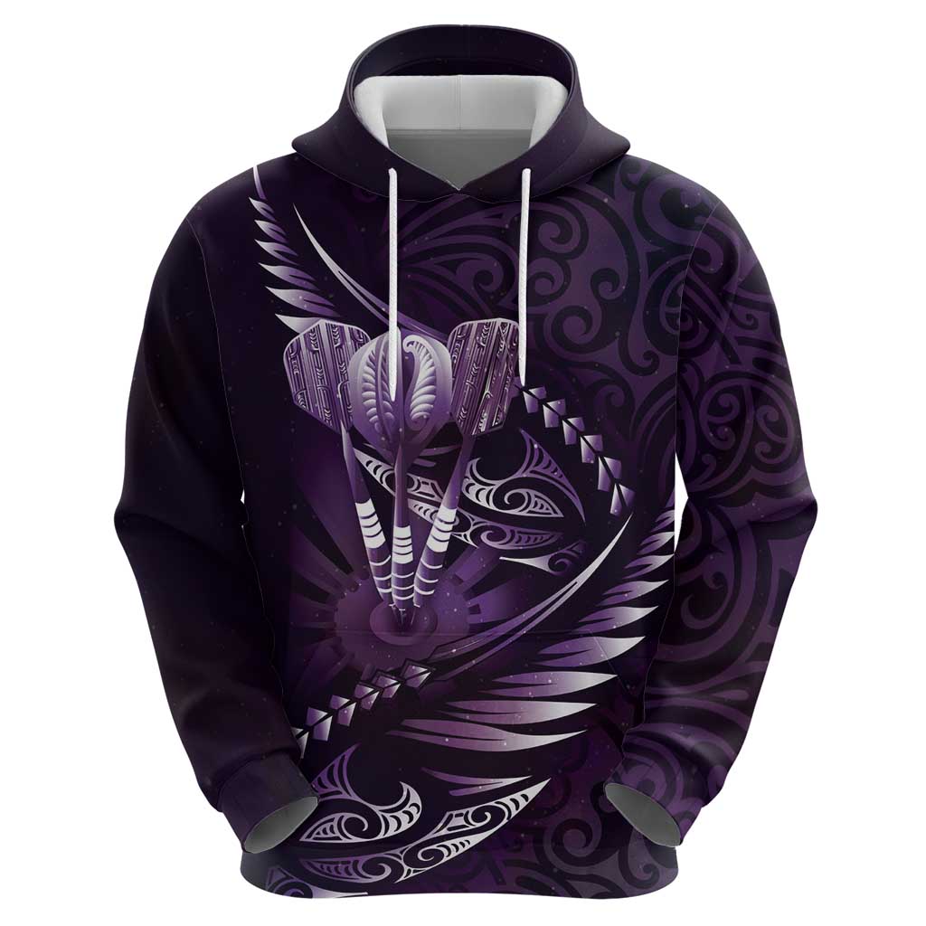 Personalised All Purple New Zealand Darts Zip Hoodie Aoteroa Fern Maori Galaxy Style LT14 - Polynesian Pride