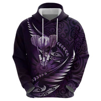 Personalised All Purple New Zealand Darts Zip Hoodie Aoteroa Fern Maori Galaxy Style LT14 - Polynesian Pride