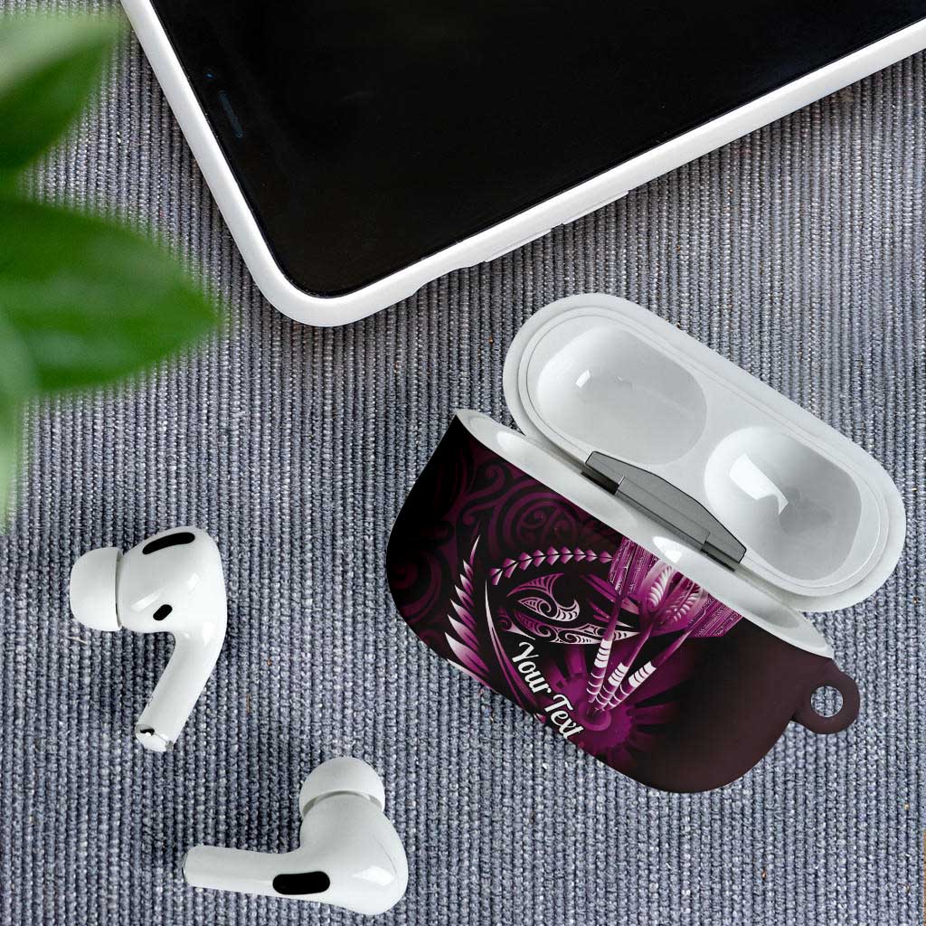 Personalised All Pink New Zealand Darts AirPods Case Aoteroa Fern Maori Galaxy Style - Polynesian Pride