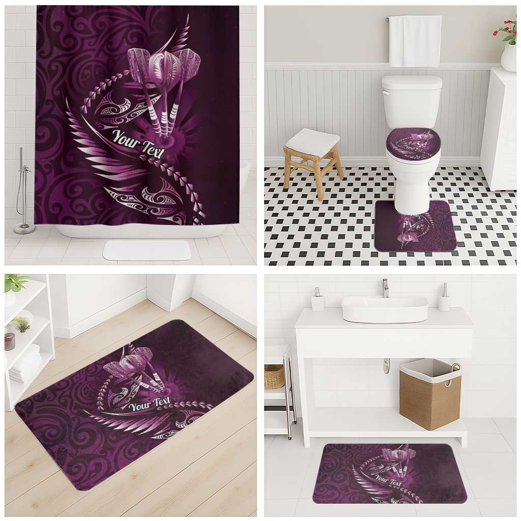 Personalised All Pink New Zealand Darts Bathroom Set Aoteroa Fern Maori Galaxy Style - Polynesian Pride