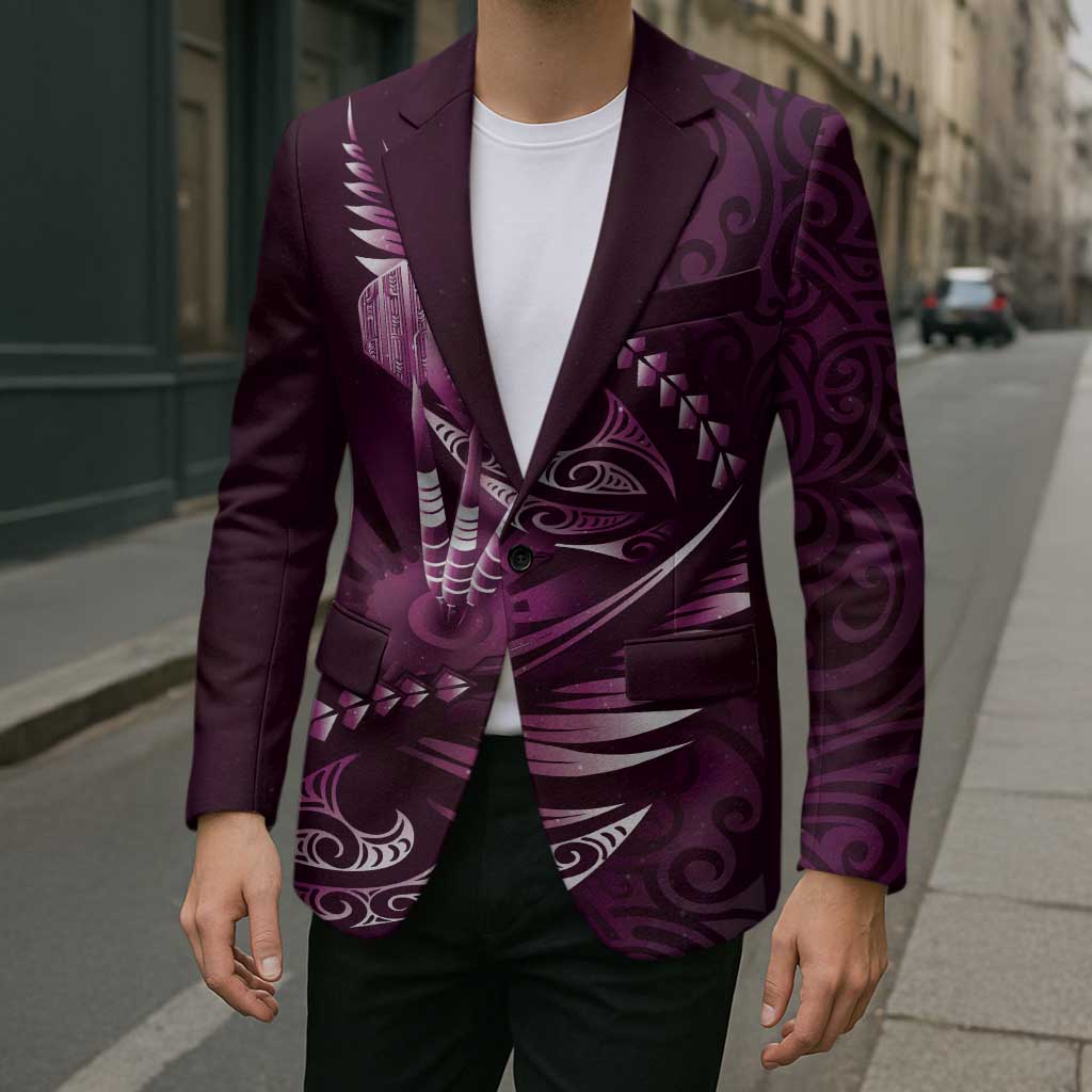 Personalised All Pink New Zealand Darts Blazer Aoteroa Fern Maori Galaxy Style - Polynesian Pride