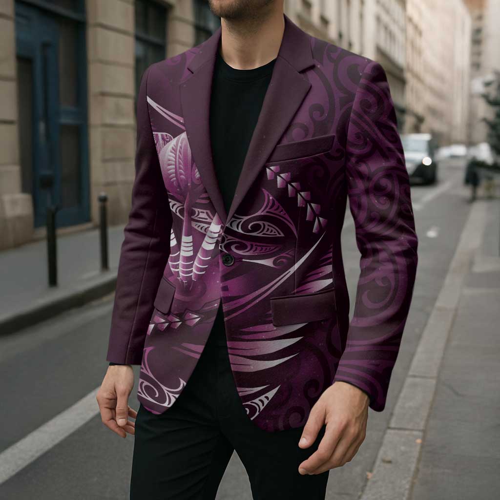Personalised All Pink New Zealand Darts Blazer Aoteroa Fern Maori Galaxy Style - Polynesian Pride