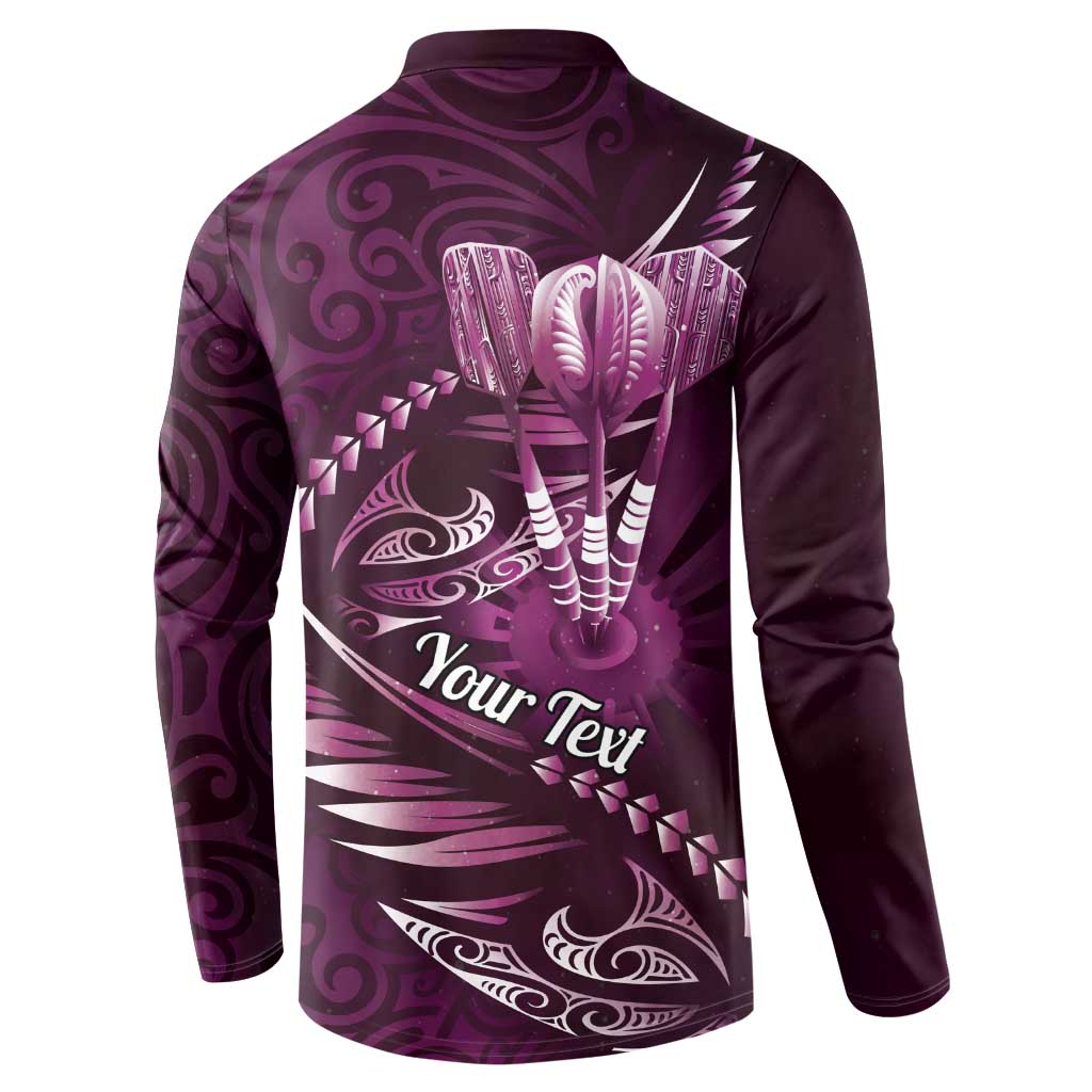 Personalised All Pink New Zealand Darts Button Sweatshirt Aoteroa Fern Maori Galaxy Style LT14 - Polynesian Pride