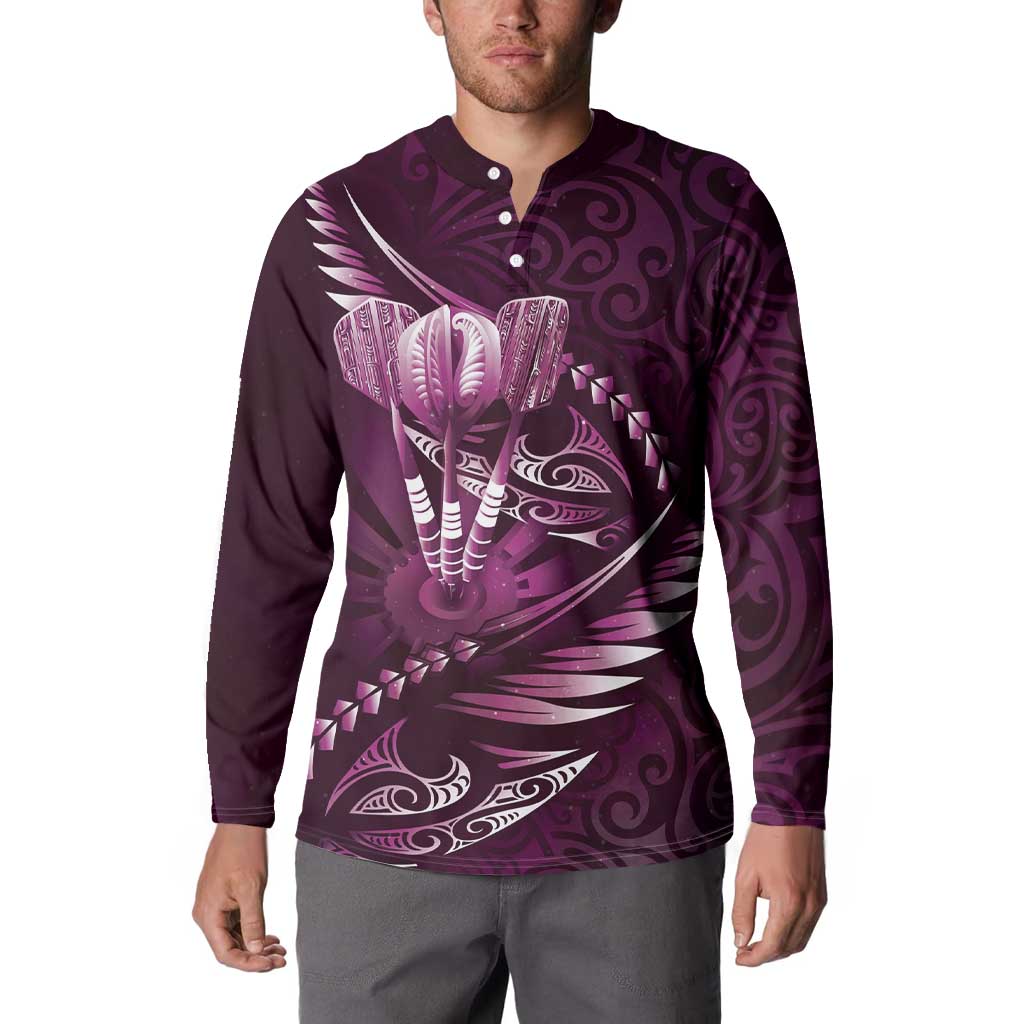 Personalised All Pink New Zealand Darts Button Sweatshirt Aoteroa Fern Maori Galaxy Style LT14 - Polynesian Pride