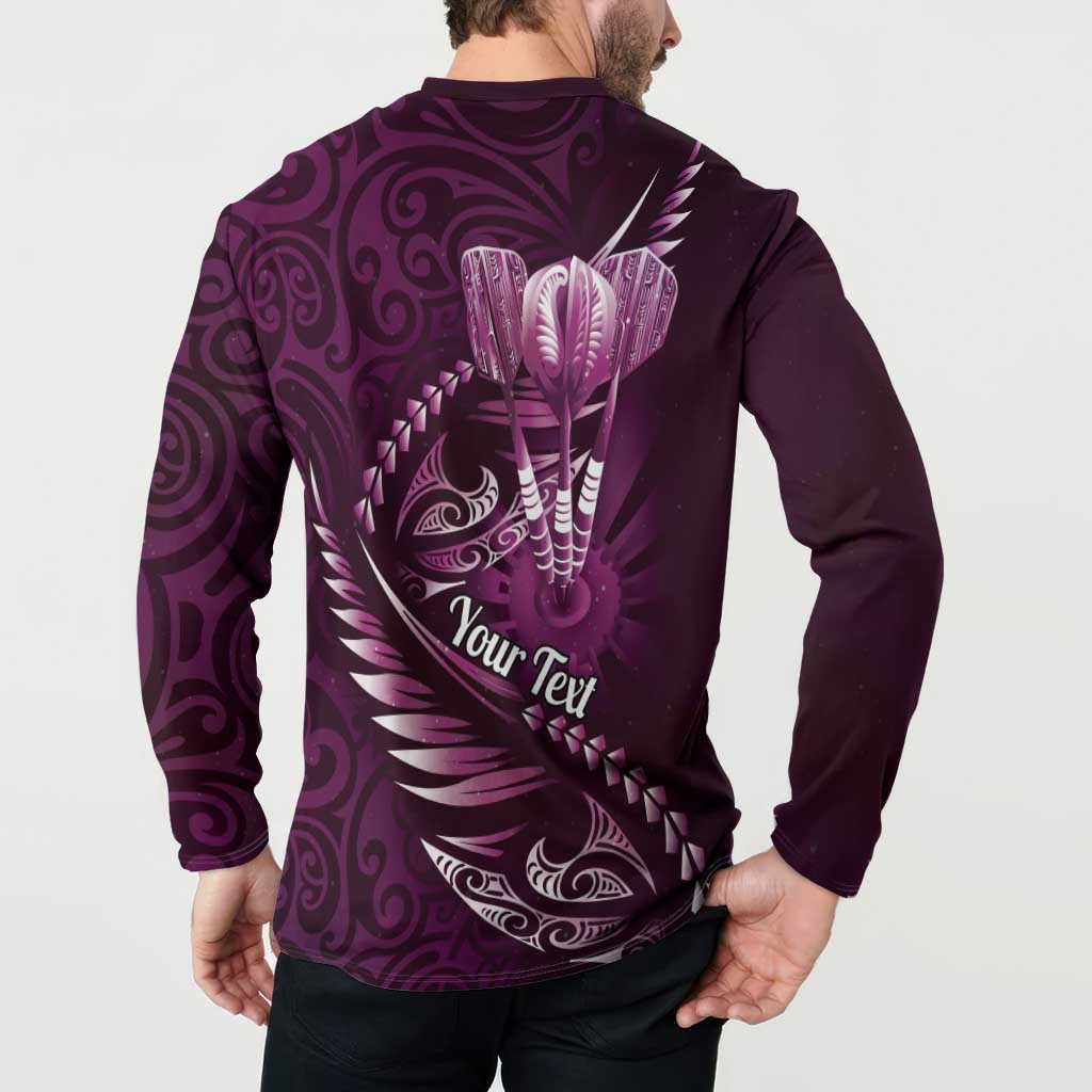 Personalised All Pink New Zealand Darts Button Sweatshirt Aoteroa Fern Maori Galaxy Style LT14 - Polynesian Pride