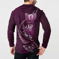 Personalised All Pink New Zealand Darts Button Sweatshirt Aoteroa Fern Maori Galaxy Style LT14 - Polynesian Pride
