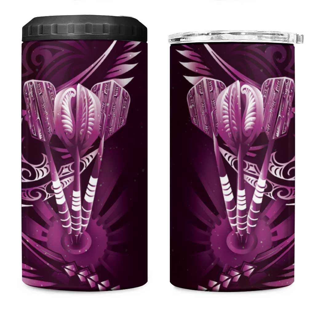 All Pink New Zealand Darts 4 in 1 Can Cooler Tumbler Aoteroa Fern Maori Galaxy Style LT14 One Size: 16 oz Pink - Polynesian Pride