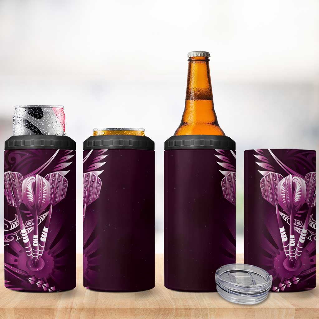 All Pink New Zealand Darts 4 in 1 Can Cooler Tumbler Aoteroa Fern Maori Galaxy Style LT14 - Polynesian Pride