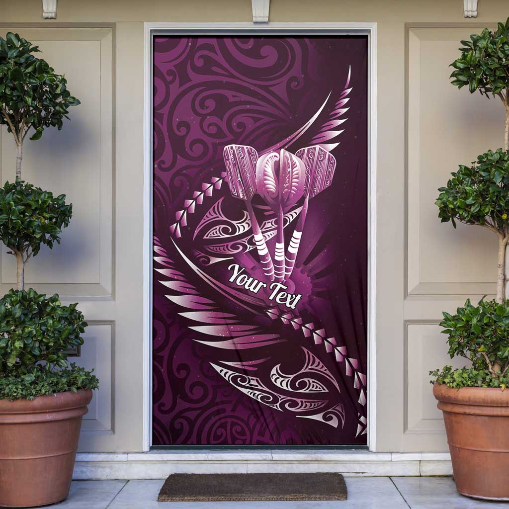 Personalised All Pink New Zealand Darts Door Cover Aoteroa Fern Maori Galaxy Style LT14 Pink - Polynesian Pride