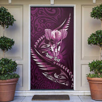 Personalised All Pink New Zealand Darts Door Cover Aoteroa Fern Maori Galaxy Style LT14 Pink - Polynesian Pride
