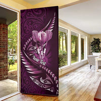 Personalised All Pink New Zealand Darts Door Cover Aoteroa Fern Maori Galaxy Style LT14 - Polynesian Pride