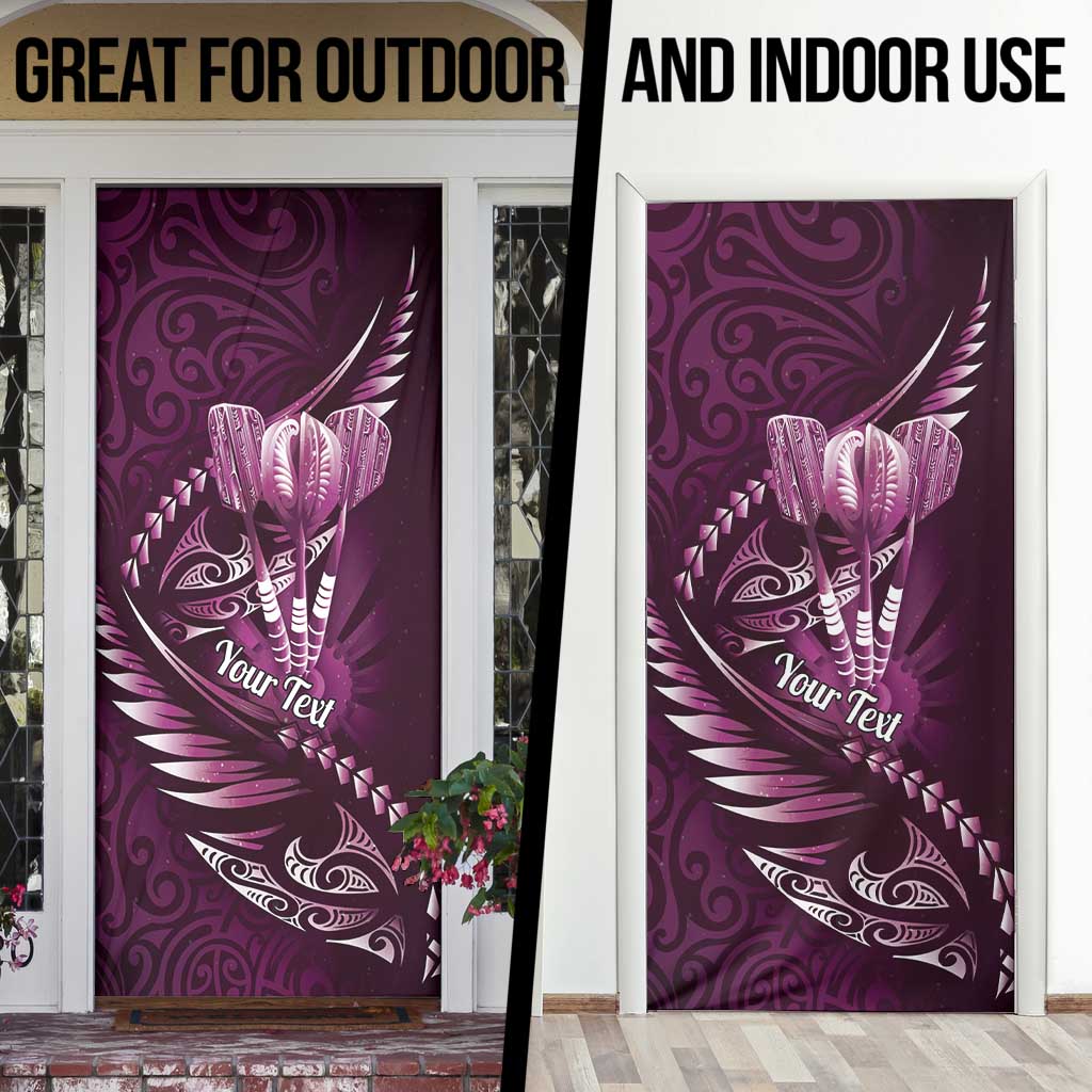 Personalised All Pink New Zealand Darts Door Cover Aoteroa Fern Maori Galaxy Style LT14 - Polynesian Pride