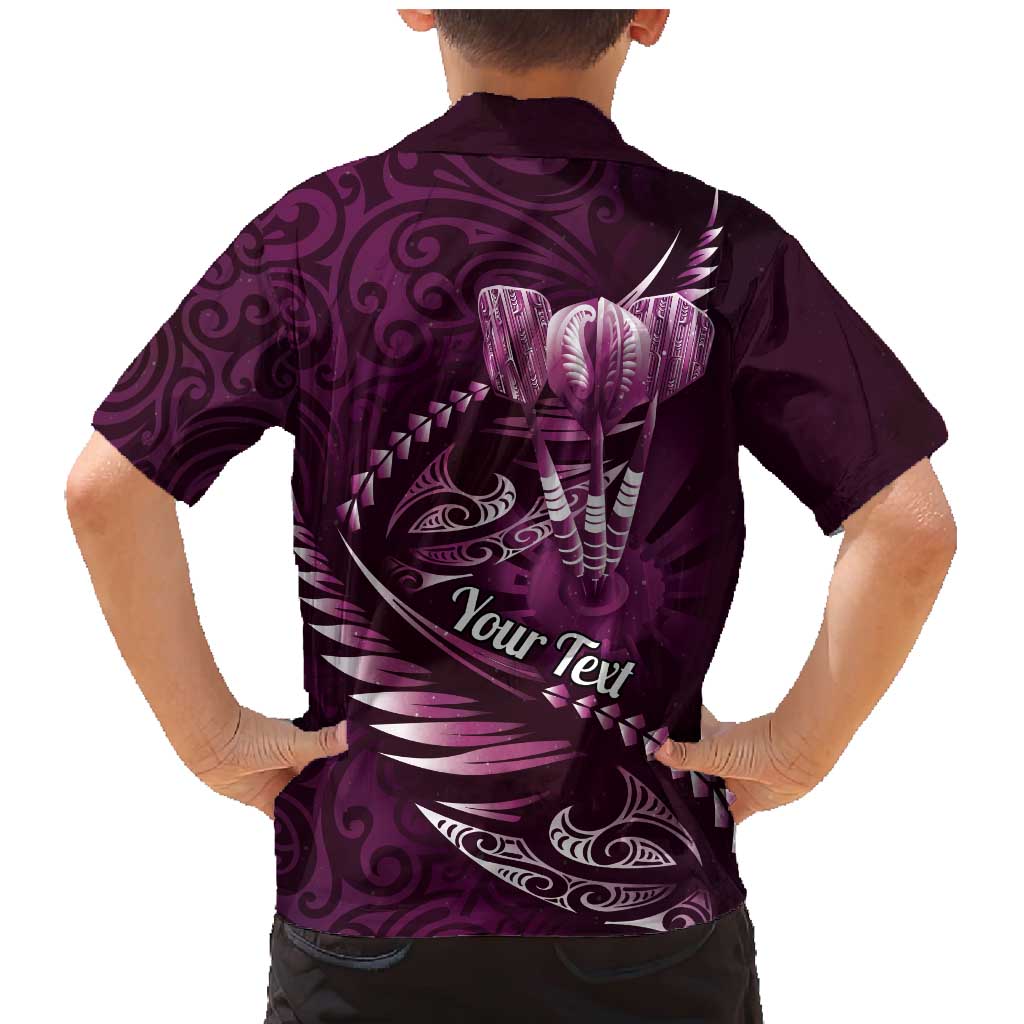 Personalised All Pink New Zealand Darts Family Matching Mermaid Dress and Hawaiian Shirt Aoteroa Fern Maori Galaxy Style LT14 - Polynesian Pride