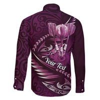 Personalised All Pink New Zealand Darts Family Matching Off Shoulder Maxi Dress and Hawaiian Shirt Aoteroa Fern Maori Galaxy Style LT14 - Polynesian Pride
