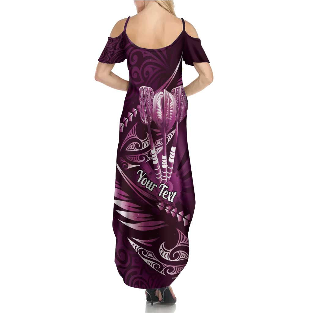 Personalised All Pink New Zealand Darts Family Matching Summer Maxi Dress and Hawaiian Shirt Aoteroa Fern Maori Galaxy Style LT14 - Polynesian Pride