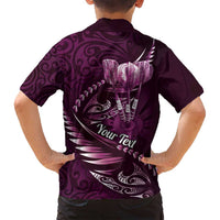 Personalised All Pink New Zealand Darts Family Matching Tank Maxi Dress and Hawaiian Shirt Aoteroa Fern Maori Galaxy Style LT14 - Polynesian Pride