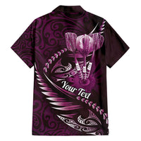 Personalised All Pink New Zealand Darts Family Matching Tank Maxi Dress and Hawaiian Shirt Aoteroa Fern Maori Galaxy Style LT14 - Polynesian Pride