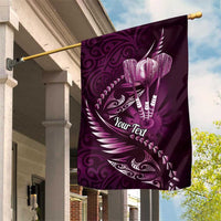Personalised All Pink New Zealand Darts Garden Flag Aoteroa Fern Maori Galaxy Style