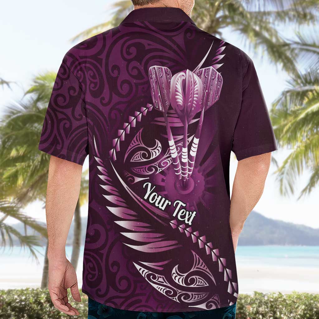 Personalised All Pink New Zealand Darts Hawaiian Shirt Aoteroa Fern Maori Galaxy Style LT14 - Polynesian Pride
