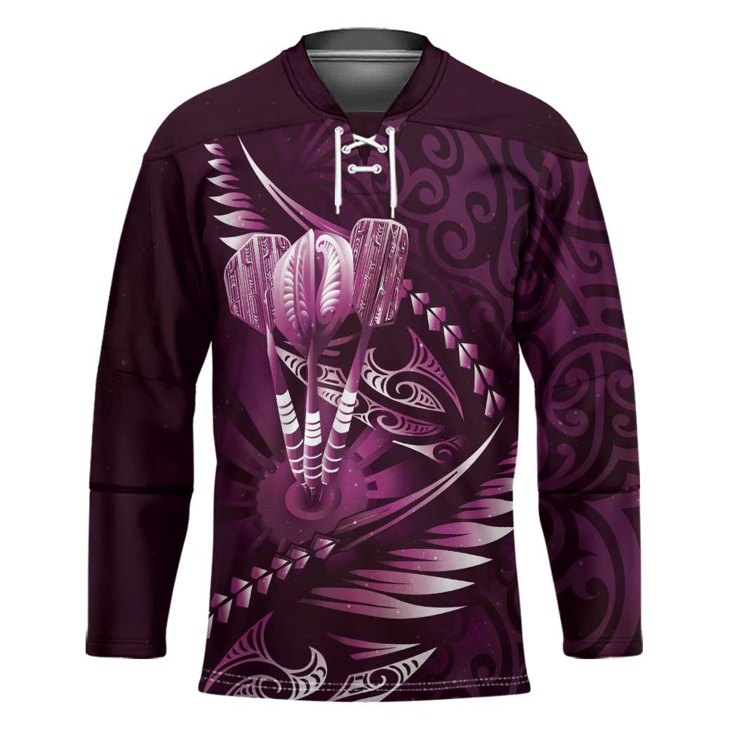 Personalised All Pink New Zealand Darts Hockey Jersey Aoteroa Fern Maori Galaxy Style LT14 Unisex Pink - Polynesian Pride